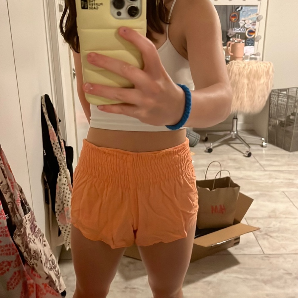 Natural Healing Co. orange ruffle shorts